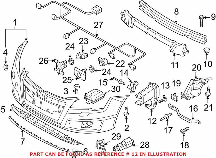 Audi Bumper Impact Bar Bracket - Front Passenger Side 4G0807134F